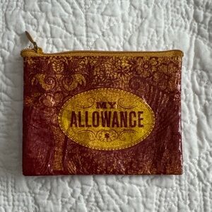 RARE Vintage Y2K Blue Q Burgundy and Gold “My Allowance” Zip Coin Purse